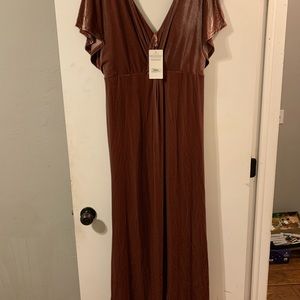 Revelry Gwen Velvet Long Bridesmaid Dress Dusty Rose size 14 NWT